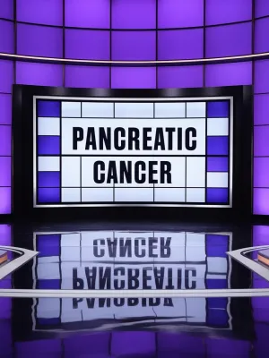 Jeopardy! clue board highlighting pancreatic cancer, honoring Alex Trebek’s advocacy and his courageous battle.